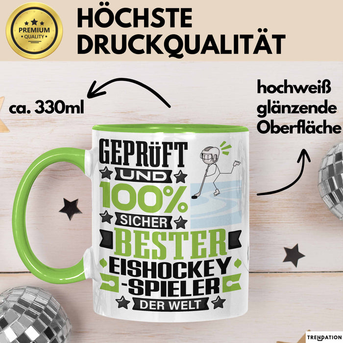 Eishockeyspieler Geschenk Lustiger Spruch für Eishockeyspieler Geschenkidee Bester Eishockeyspieler Der Welt Grün Trendation