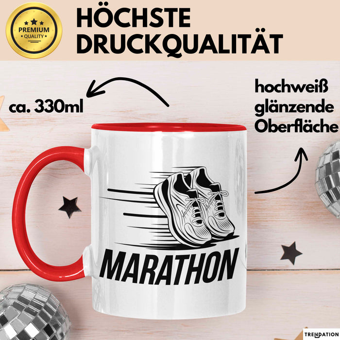 Marathonläufer Tasse Geschenkidee für Laufexperten Rot Trendation
