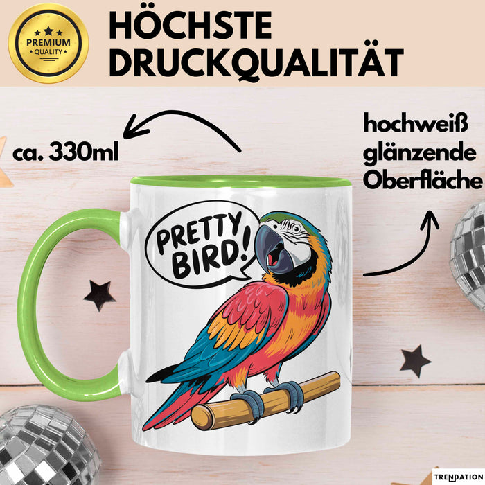 Papageienliebhaber Tasse Geschenkidee Vogelschwätzer Geschenkidee Lustig Grün Trendation