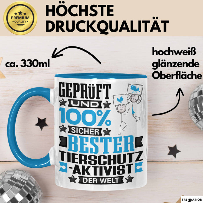 Tierschutzaktivist Geschenk Lustiger Spruch für Tierschutzaktivist Geschenkidee Bester Tierschutzaktivist Der Welt Blau Trendation