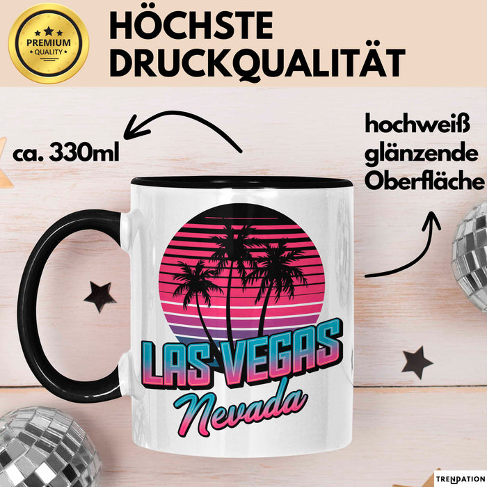 Las Vegas Nevada USA Tasse Geschenk Lustige Geschenkidee Spruch Schwarz Trendation