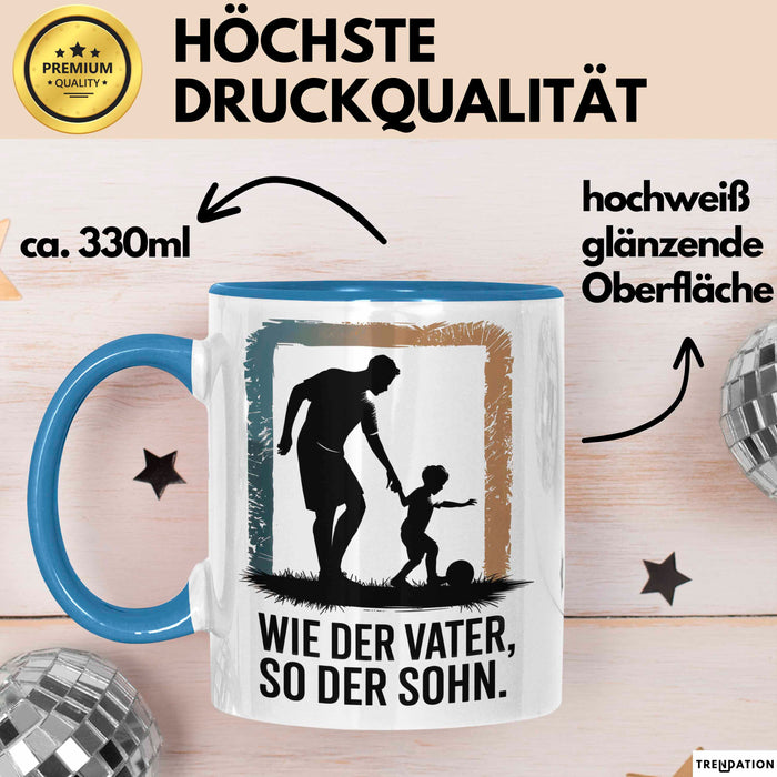 Papa Vatertag Vater Sohn Tasse Becher Geschenk Lustige Geschenkidee Spruch Wie Der Vater So Der Sohn Blau Trendation