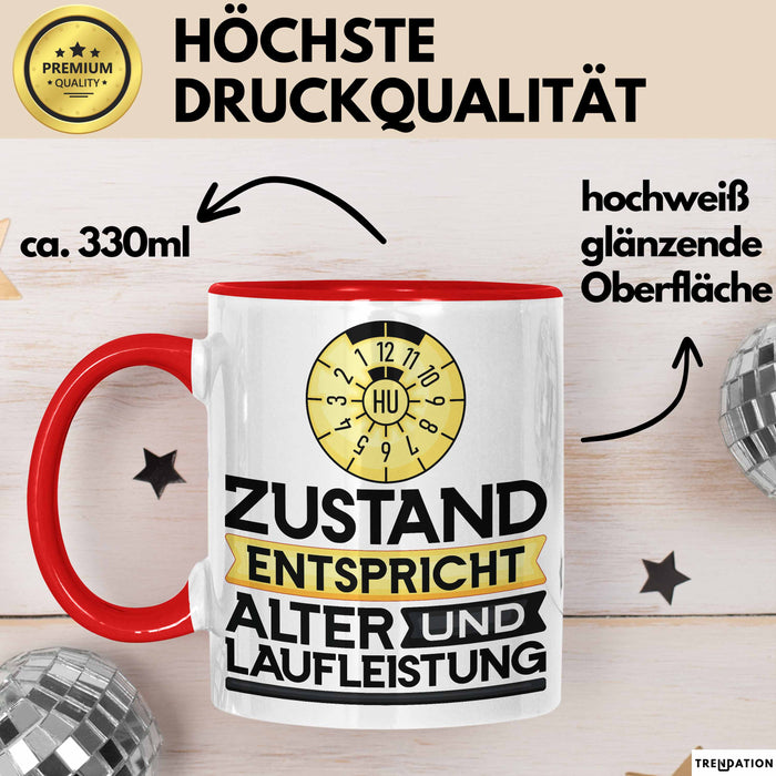 TÜV Alter Tasse Geschenk Lustiger Spruch Geburtstag Humor Rot Trendation