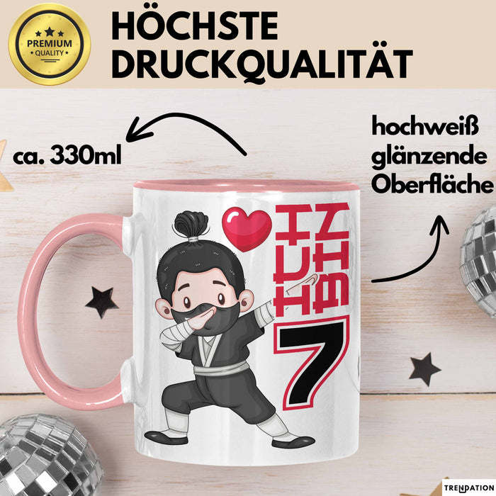 Kinder Tasse Geschenk Ich Bin 7 Ninja Herz Spruch Lustiger Becher Rosa Trendation