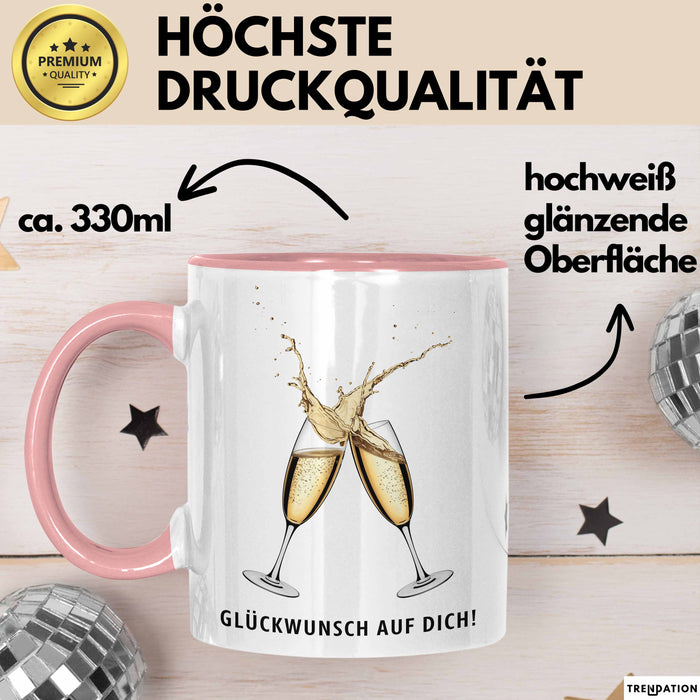 Schüler Abschluss Tasse Geschenk Lustige Geschenkidee Spruch Glückwunsch Auf Dich Rosa Trendation