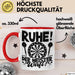Dart-Spieler Geschenk Tasse Kaffee-Becher Darts Geschenkidee Spruch Geburtstag Ruhe Der Meister Wirft Rot Trendation