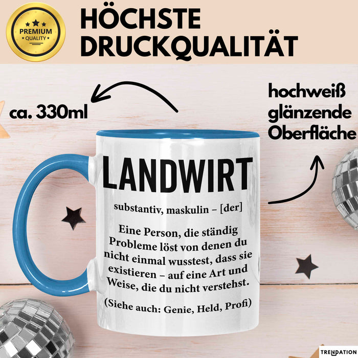Bauer Sarkastisch Sarkasmus Tasse Geschenk Lustige Geschenkidee Spruch Landwirt Definition Blau Trendation