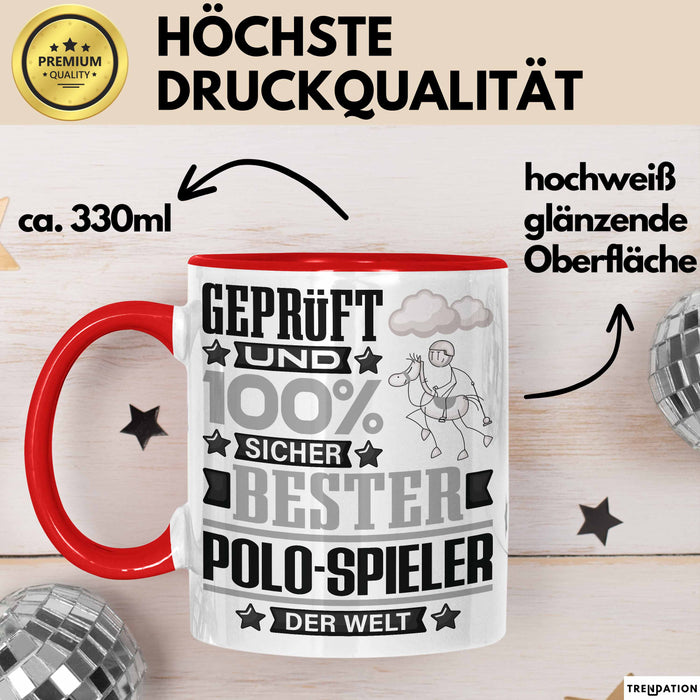 Polo-Spieler Geschenk Lustiger Spruch für Polo-Spieler Geschenkidee Bester Polo-Spieler Der Welt Rot Trendation