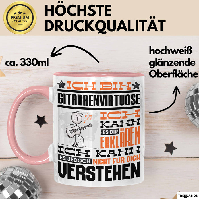 Gitarrenvirtuose Geschenk Tasse Geschenkidee für Gitarrenvirtuose Geburtstag Lustig Ich Bin Gitarrenvirtuose Ich Kann Es Dir Erklären Aber Nicht Für Dich Verstehen Rosa Trendation