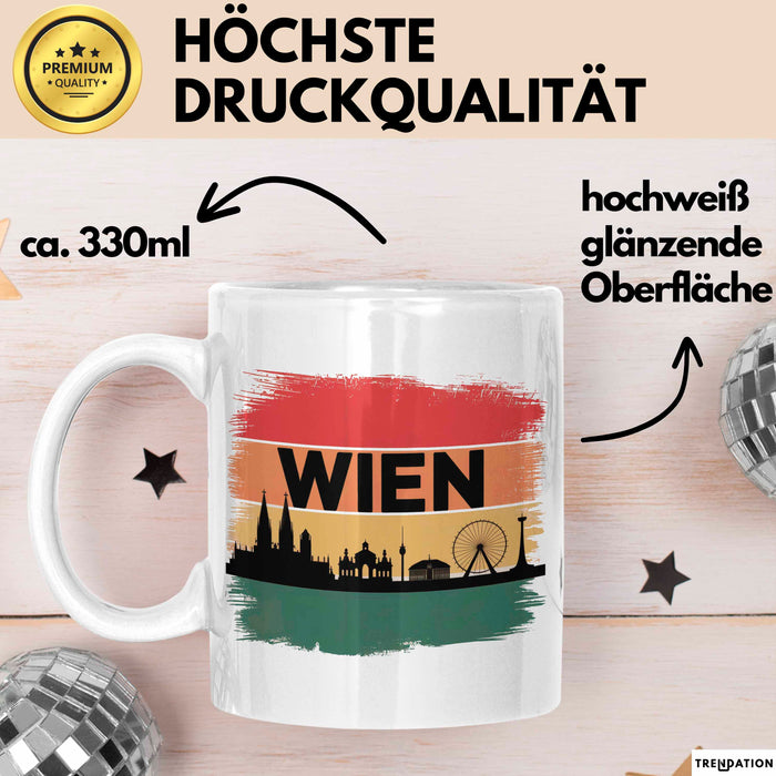 Österreich Wien Wienerisch Tasse Geschenk Lustige Geschenkidee Spruch Weiß Trendation