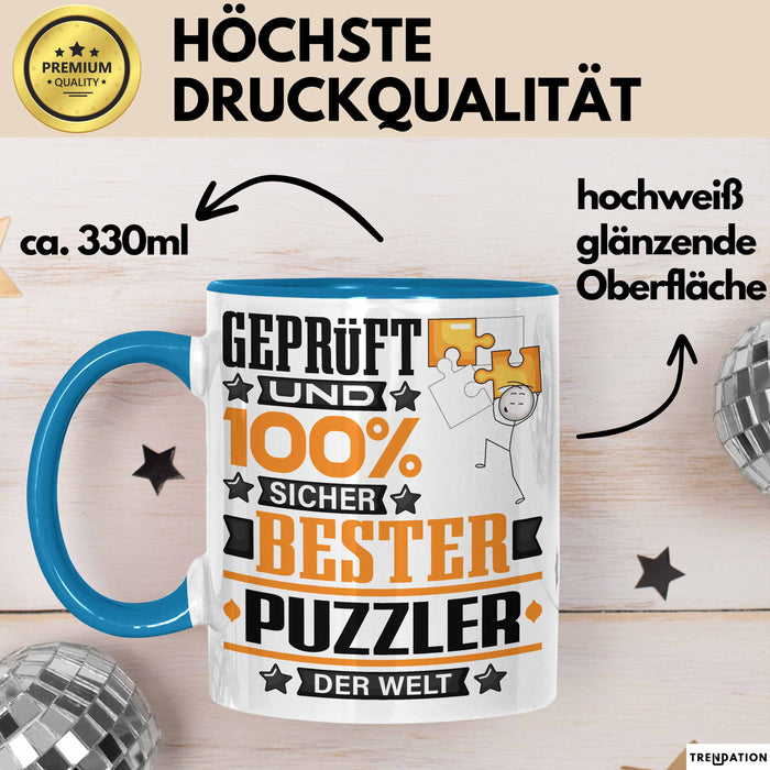 Puzzler Geschenk Lustiger Spruch für Puzzler Geschenkidee Bester Puzzler Der Welt Blau Trendation