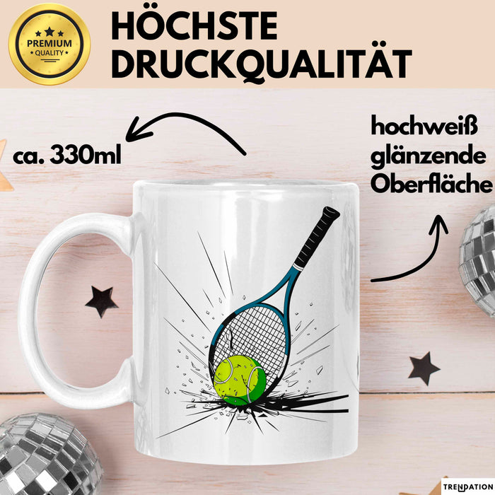 Tennis Spieler Tasse Geschenkidee für Tennisliebhaber Weiß Trendation