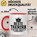 Trainerin Tasse Geschenk Beste Trainerin In Der Welt Fussball Handball Hockey Trainerin Rot Trendation