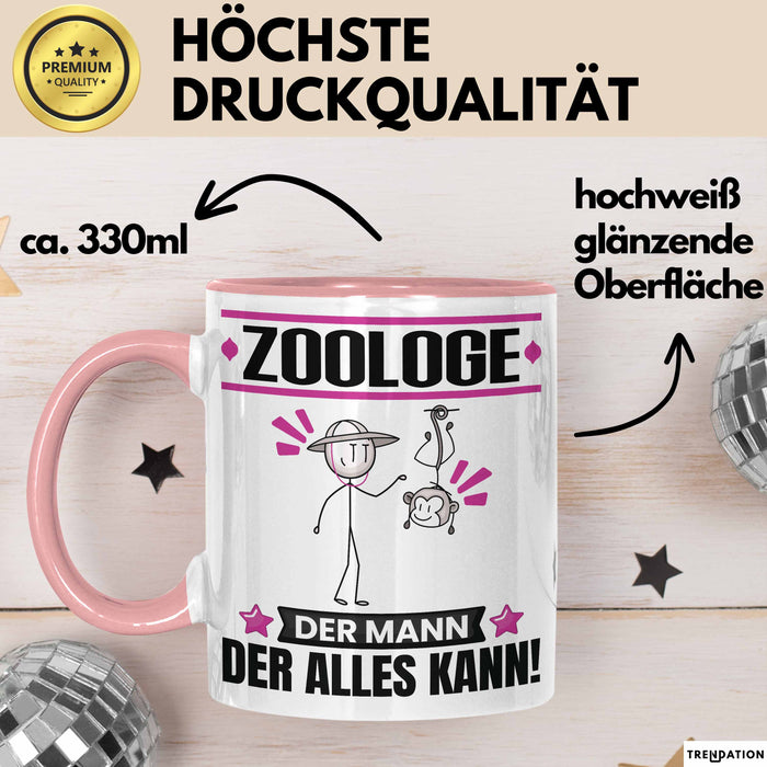 Zoologe Tasse Geschenk für Zoologe Der Mann Der Alles Kann Geschenkidee zum Geburtstag Rosa Trendation