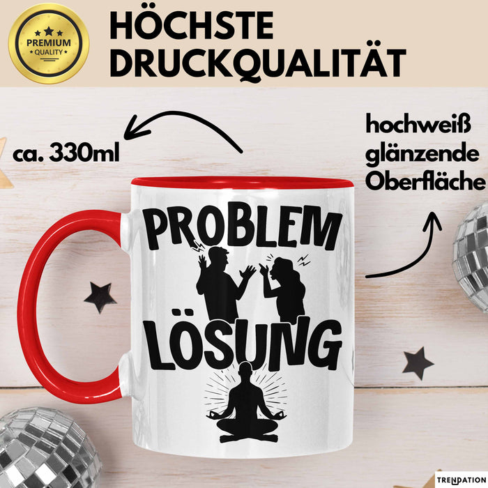 Yoga Tasse Geschenk für Yogalehrer Männer Geschenkidee Problem und Lösung Yoga Rot Trendation