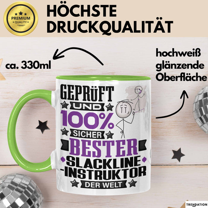 Slackline-Instruktor Geschenk Lustiger Spruch für Slackline-Instruktor Geschenkidee Bester Slackline-Instruktor Der Welt Grün Trendation