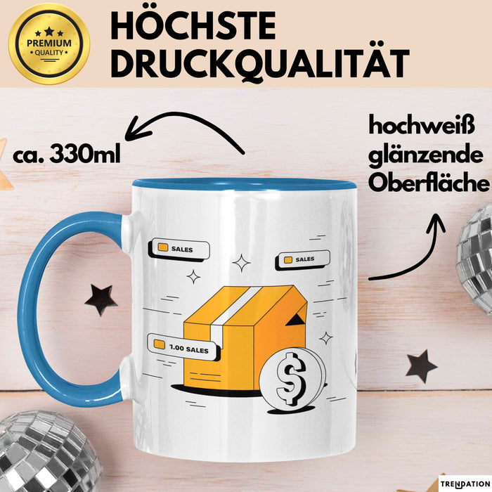 Shopify Verkäufer Tasse Geschenk Lustige Geschenkidee Spruch Für Online Shop Besitzer Blau Trendation