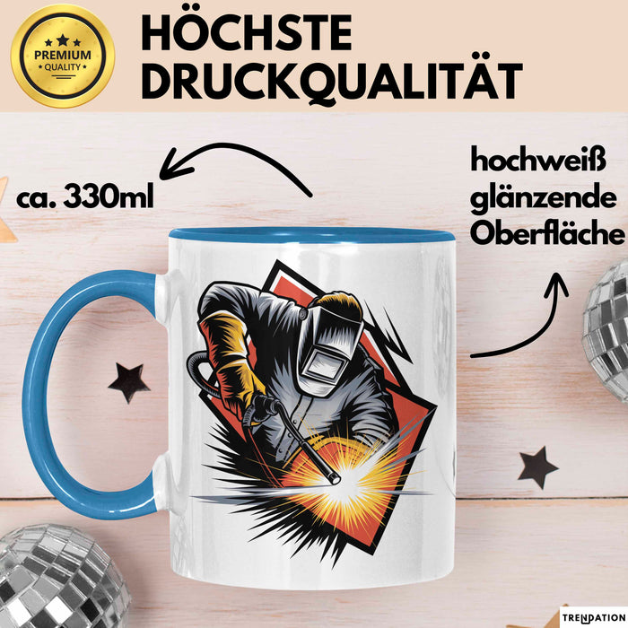 Schweißer Tasse Geschenkidee Schweißprofi Lustiger Spruch Geschenkidee Lustig Blau Trendation