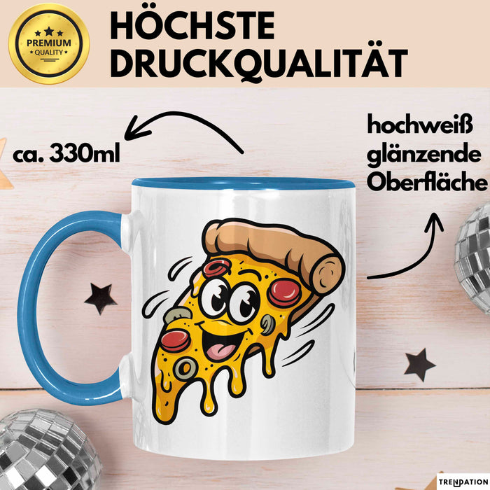Pizzaliebhaber Tasse Geschenkidee für Pizza Slice Süchtige Blau Trendation