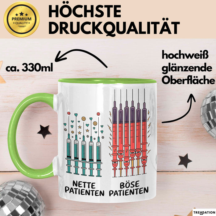 Pflegekraft Arzt Tasse Geschenkidee Nervige Patienten Grün Trendation