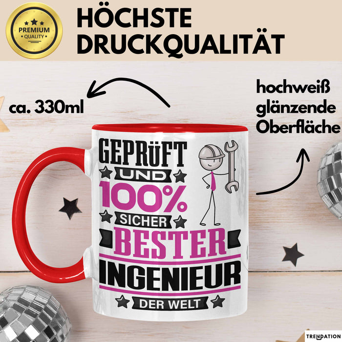 Ingenieur Geschenk Lustiger Spruch für Ingenieur Geschenkidee Bester Ingenieur Der Welt Rot Trendation