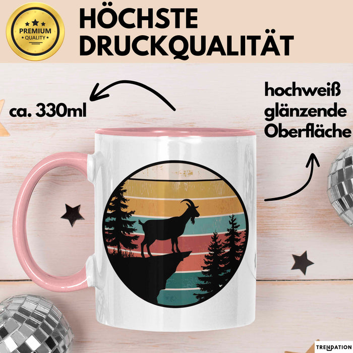Ziegenbauer Ziegen Tier Retro Tasse Geschenk Lustige Geschenkidee Spruch Rosa Trendation