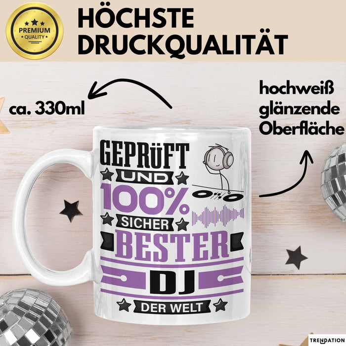 DJ Geschenk Lustiger Spruch für DJ Geschenkidee Bester DJ Der Welt Weiß Trendation
