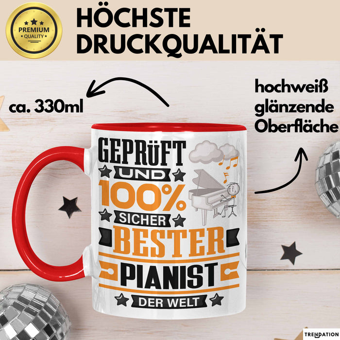 Pianist Geschenk Lustiger Spruch für Pianist Geschenkidee Bester Pianist Der Welt Rot Trendation