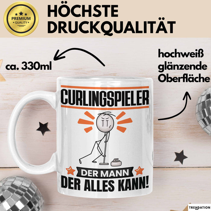 Curlingspieler Tasse Geschenk für Curlingspieler Der Mann Der Alles Kann Geschenkidee zum Geburtstag Weiß Trendation