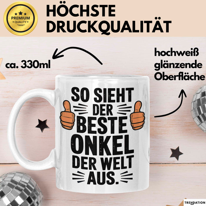 Onkel Sarkastisch Sarkasmus Tasse Geschenk Lustige Geschenkidee Spruch So Sieht Der Beste Onkel Der Welt Aus Weiß Trendation