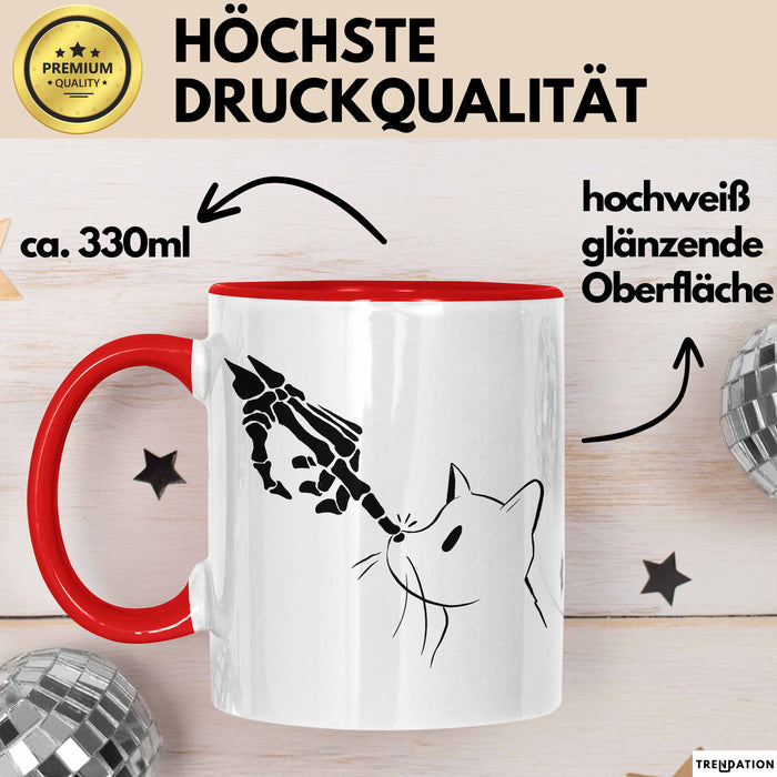 Katzen-Besitzerin Geschenk Tasse Kaffee-Becher Katzen Skelett Tattoo Frauen Kaffee-Becher Rot Trendation