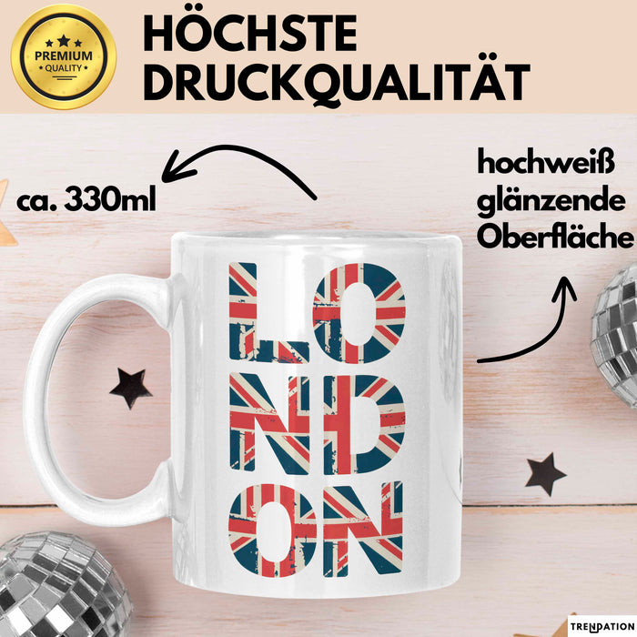 England Flagge London Tasse Geschenk Lustige Geschenkidee Spruch Weiß Trendation