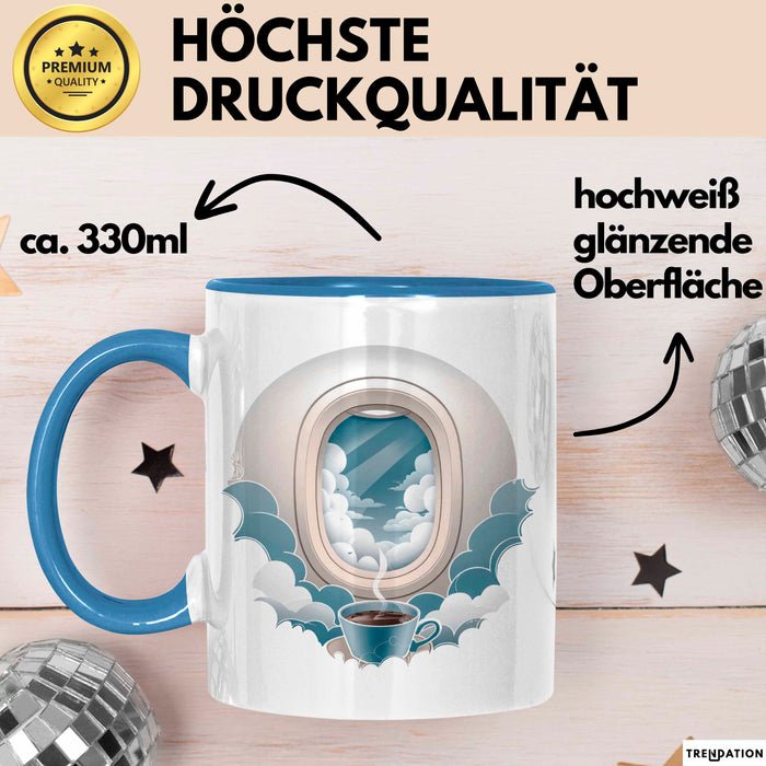 Flugbegleiter Tasse Geschenkidee Kabinencrew Lustiger Spruch Geschenkidee Lustig Blau Trendation
