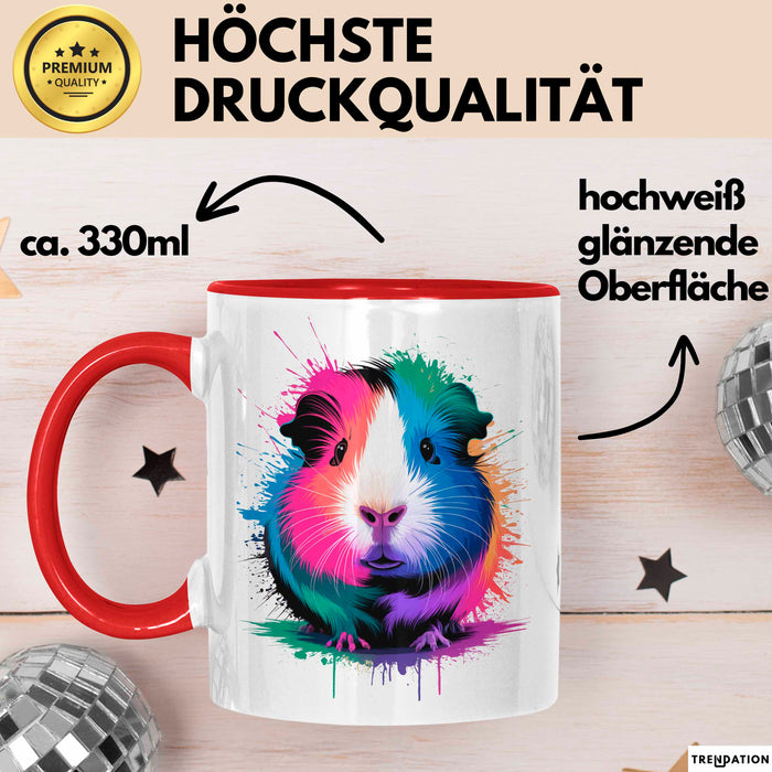 Buntes Meerschweinchen Tierliebhaber Tasse Geschenk Lustige Geschenkidee Spruch Rot Trendation