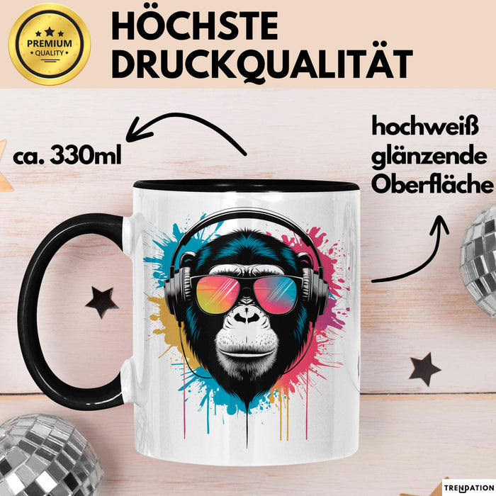 DJ Affe mit Sonnenbrille Tasse Becher Geschenk Lustige Geschenkidee Spruch Trendation