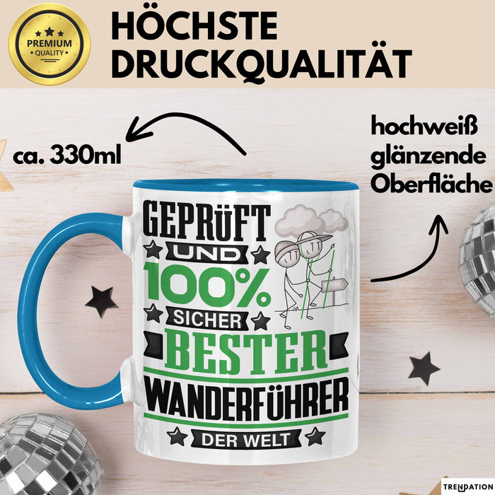 Wanderführer Geschenk Lustiger Spruch für Wanderführer Geschenkidee Bester Wanderführer Der Welt Blau Trendation
