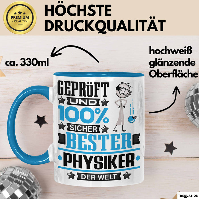 Physiker Geschenk Lustiger Spruch für Physiker Geschenkidee Bester Physiker Der Welt Blau Trendation