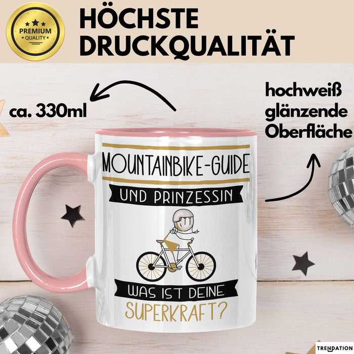 Mountainbike-Guide Und Prinzessin Tasse Geschenk Für Eine Mountainbike-Guide Geburtstag Was Ist Deine Superkraft Rosa Trendation