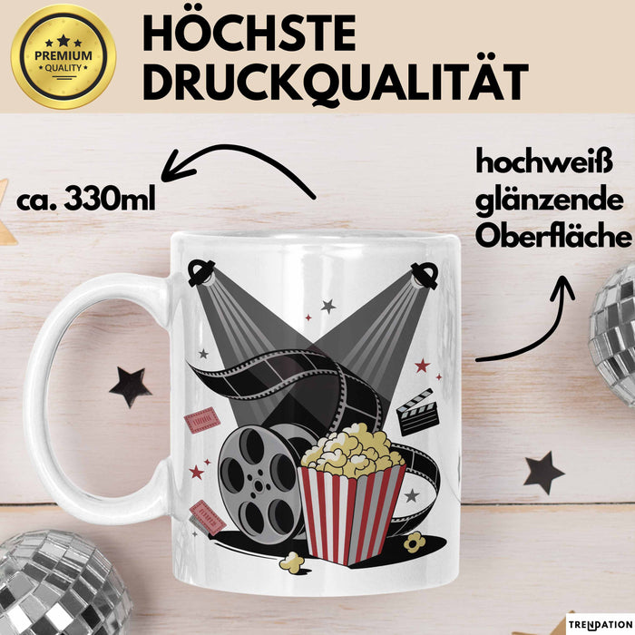 Filmfan Tasse Geschenkidee für Kinoliebhaber Lustiger Spruch Weiß Trendation