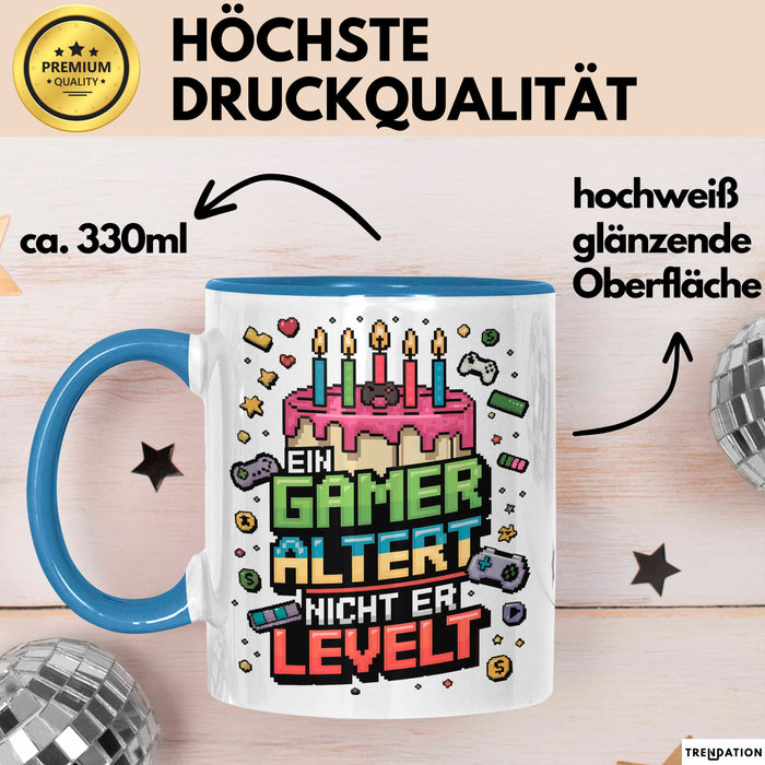Gamer Geburtstag Tasse Geschenkidee Ein Gamer Steigt Auf Blau Trendation