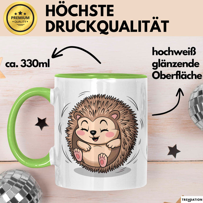 Igel Liebhaber Tasse Geschenkidee für Tierfreunde Grün Trendation