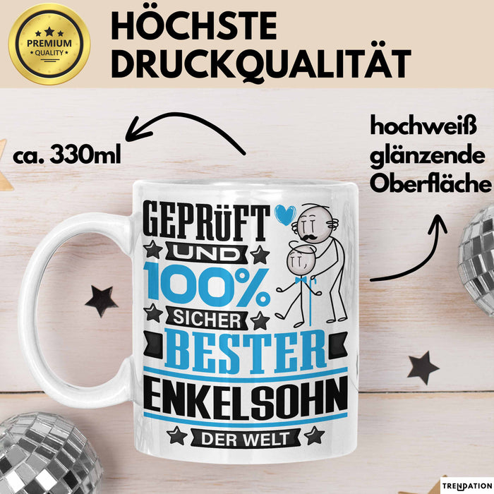 Enkelsohn Geschenk Lustiger Spruch für Enkelsohn Geschenkidee Bester Enkelsohn Der Welt Weiß Trendation