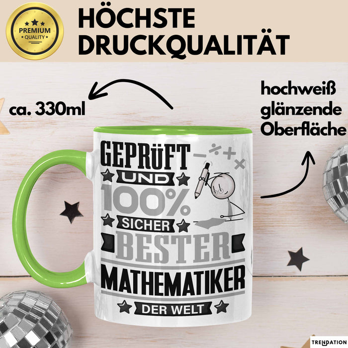 Mathematiker Geschenk Lustiger Spruch für Mathematiker Geschenkidee Bester Mathematiker Der Welt Grün Trendation