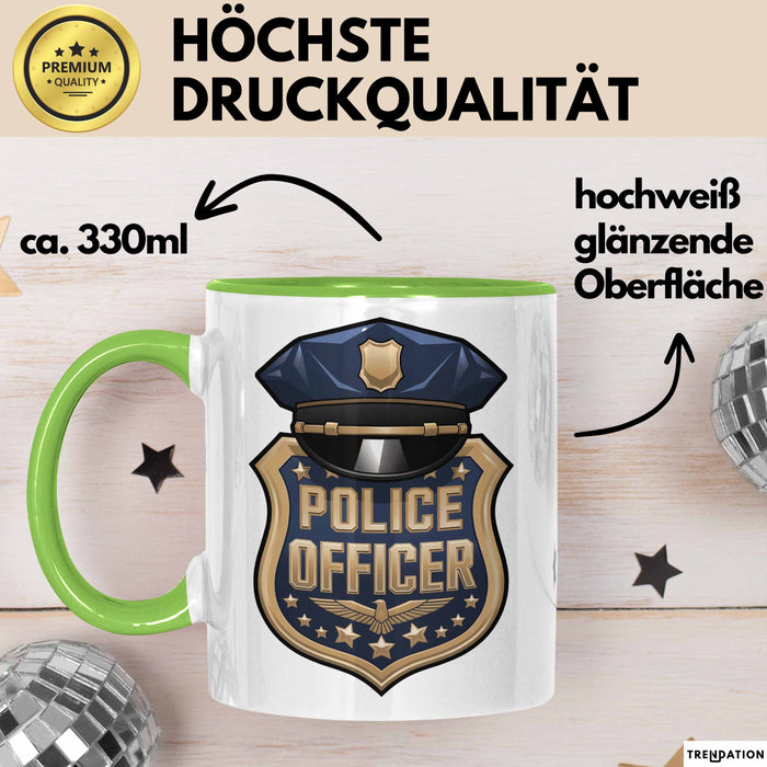 Polizist Tasse Geschenkidee für Strafverfolgung Grün Trendation