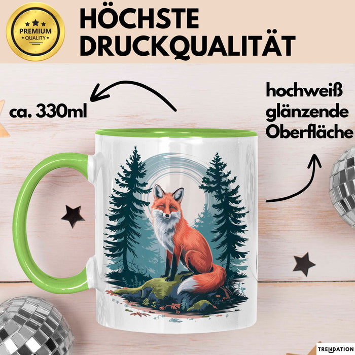 Fuchs Tierliebhaber Tasse Geschenk Lustige Geschenkidee Spruch Grün Trendation