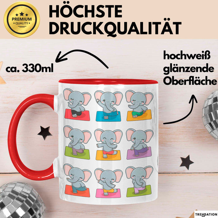 Elefant Tier Tasse Geschenk Lustige Geschenkidee Spruch Elefanten Yoga Rot Trendation