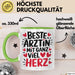 Aerztin Tasse Geschenk Beste Aerztin Mit Ganz Viel Herz Geschenkidee Beruf Grün Trendation