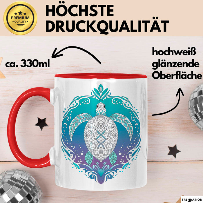 Schildkröte Tierliebhaber Tasse Geschenk Lustige Geschenkidee Spruch Schildkröten Mandala Rot Trendation