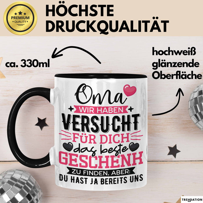 Geschenk Oma Tasse Muttertag Witzige Spruchidee Originell Schwarz Trendation