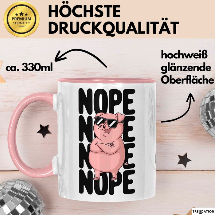 Schweinezüchter Schweine Tier Tasse Becher Geschenk Lustige Geschenkidee Spruch Nö Rosa Trendation